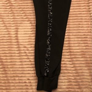 Express Black Sequin Strip Jogger